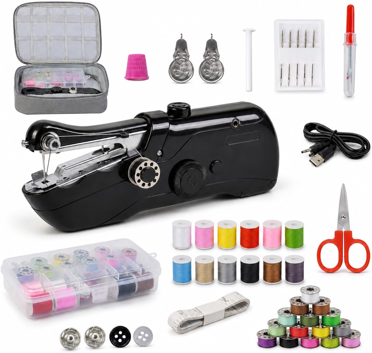 Handheld Sewing Machine for Beginners Adults, Portable Hand Sewing Machine with 42-Piece Kit & Storage Bag